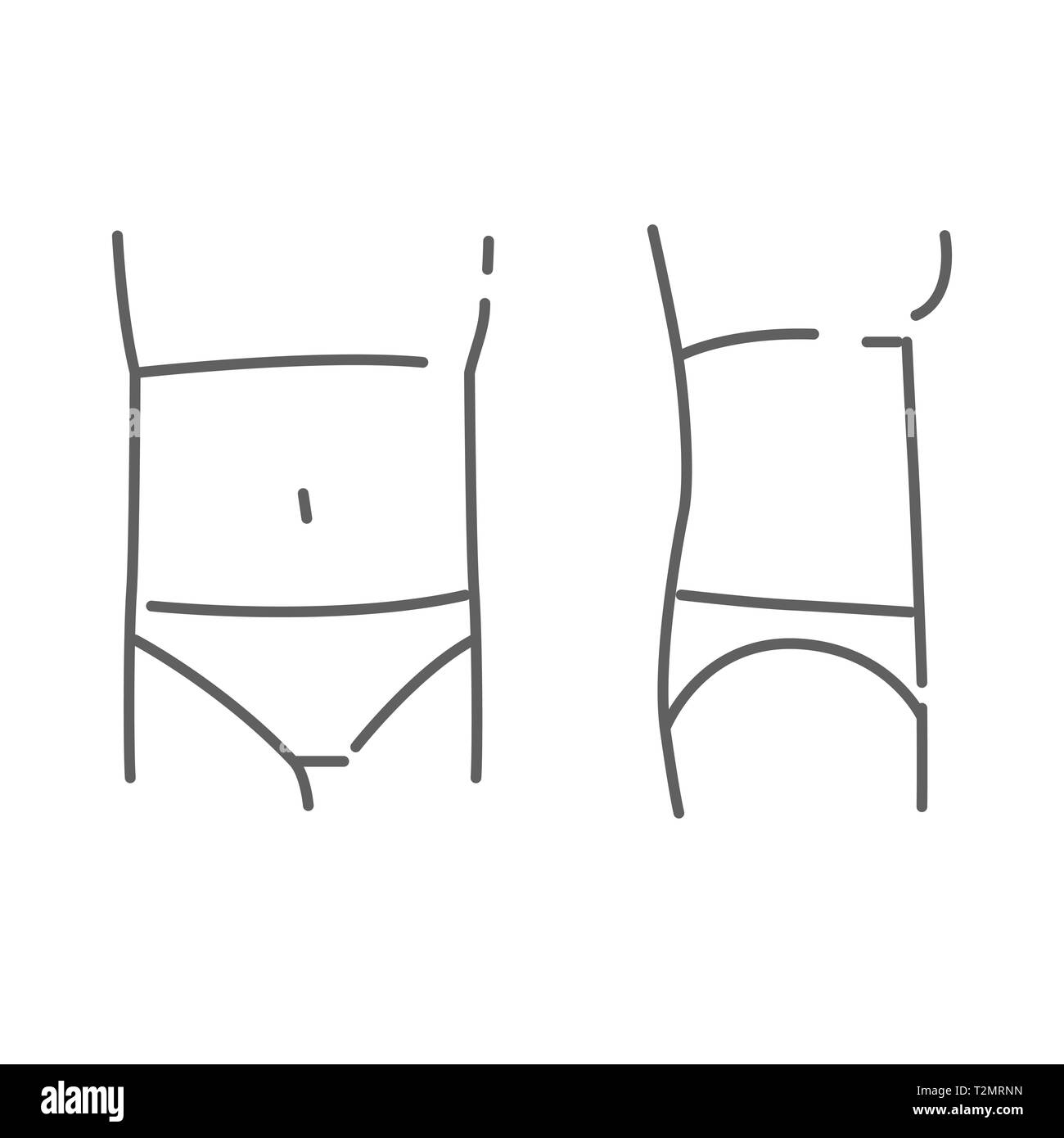 Taille tout droit sur l'icône doodle. Image chirurgie esthétique Banque D'Images