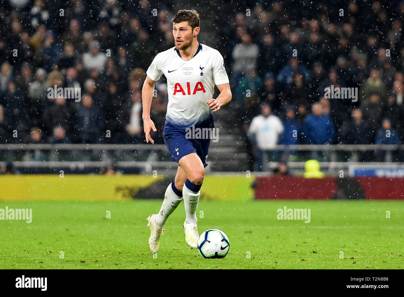 Londres, Royaume-Uni. 3ème apr 2019. Jan Vertonghen Tottenham defender au cours de la Premier League match entre Tottenham Hotspur et Crystal Palace au Tottenham Hotspur Stadium, Londres, le mercredi 3 avril 2019. (Crédit : Jon Bromley | MI News) usage éditorial uniquement, licence requise pour un usage commercial. Aucune utilisation de pari, de jeux ou d'un seul club/ligue/dvd publications. Photographie peut uniquement être utilisé pour les journaux et/ou à des fins d'édition de magazines. Crédit : MI News & Sport /Alamy Live News Banque D'Images