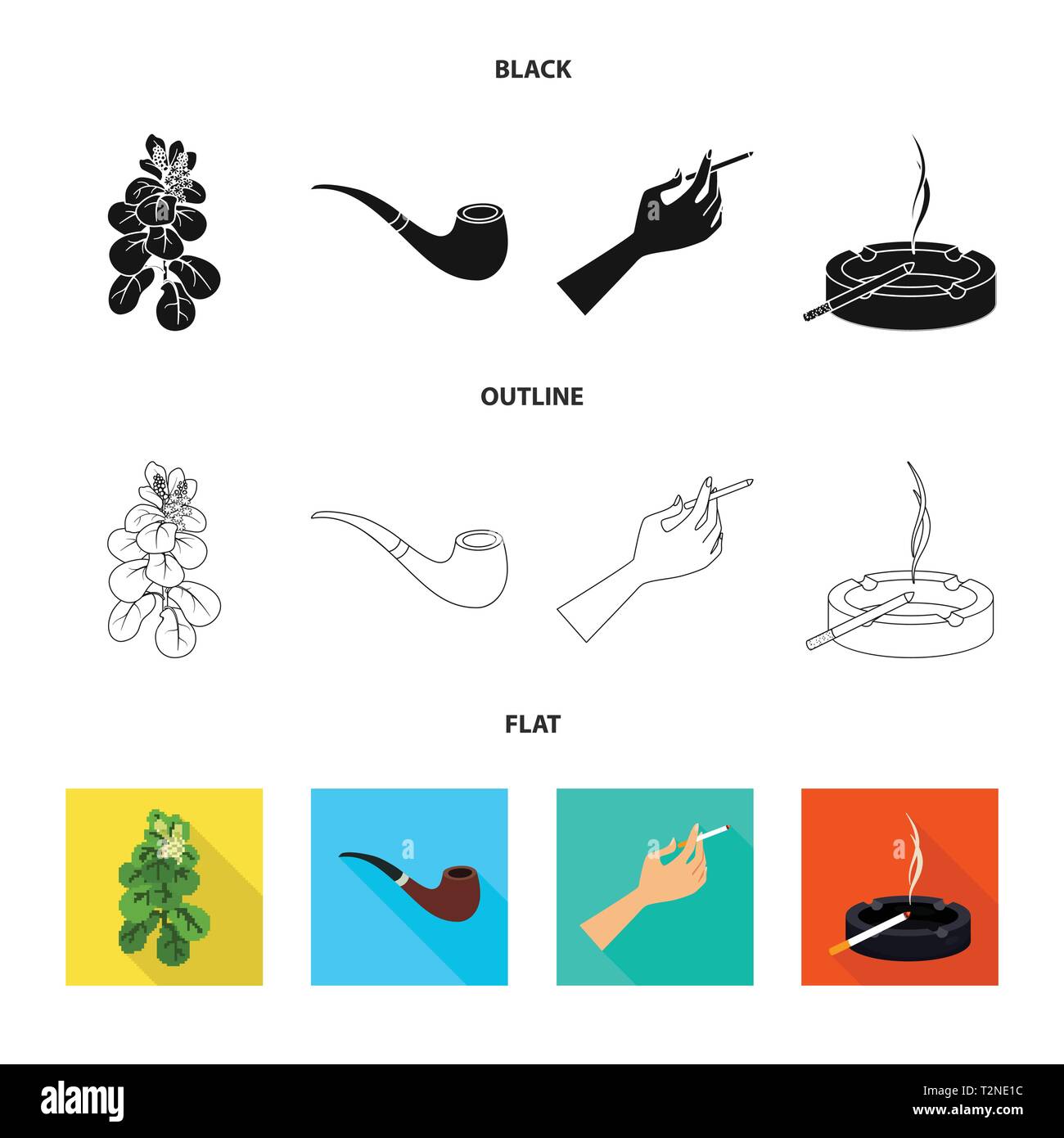 Tuyau,feuilles,main,feuilles,cendrier,retro bras,verre,agriculture,bois,en plastique,En attente,dépendance,jardin botanique,pause,filtre,botanique,classique,bad,abus,usine,LE,feu,addict,risque, detective,homme,nature,style,panneaux,Green,refuser,stop,anti,habitude,tabac,cigarettes,health,nicotine fumée,statistiques,,set,icône,,illustration,collection,isolé,design,graphisme,élément vecteur vecteurs,signer , Illustration de Vecteur