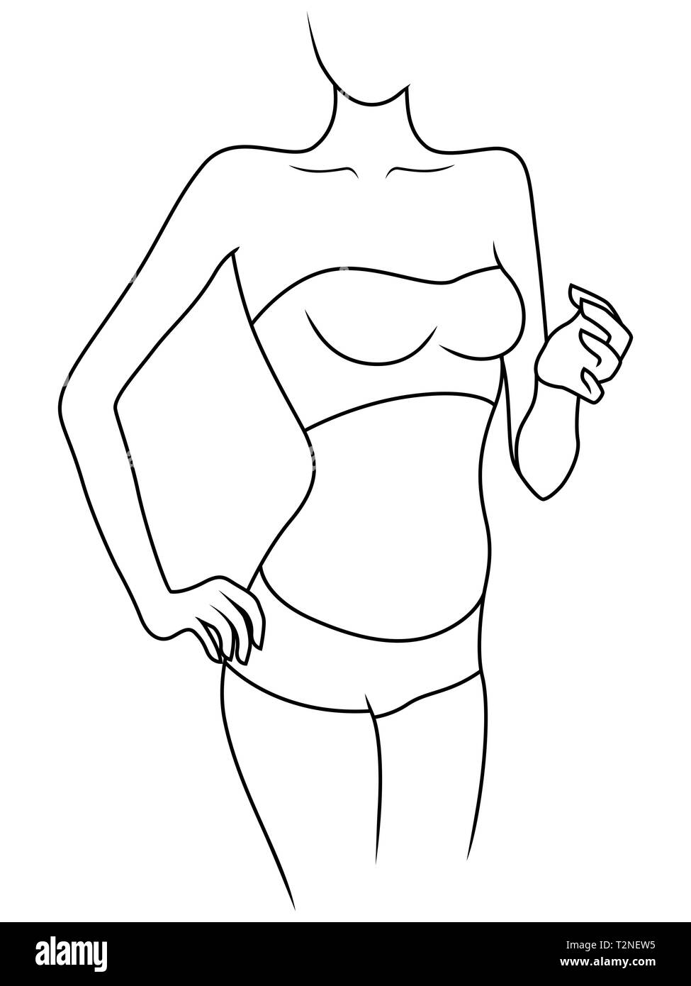Résumé femme svelte en sous-vêtements isolé sur le fond blanc, dessin à la  main contour vectoriel Image Vectorielle Stock - Alamy