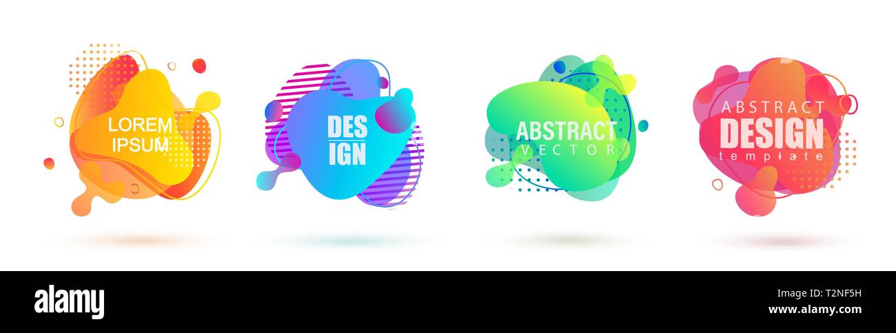 Ensemble de formes géométriques abstraites liquide moderne. Dégradé fluide des éléments dynamiques de la bannière, logo, social post. Modèle pour votre design, flyer ou pres Illustration de Vecteur