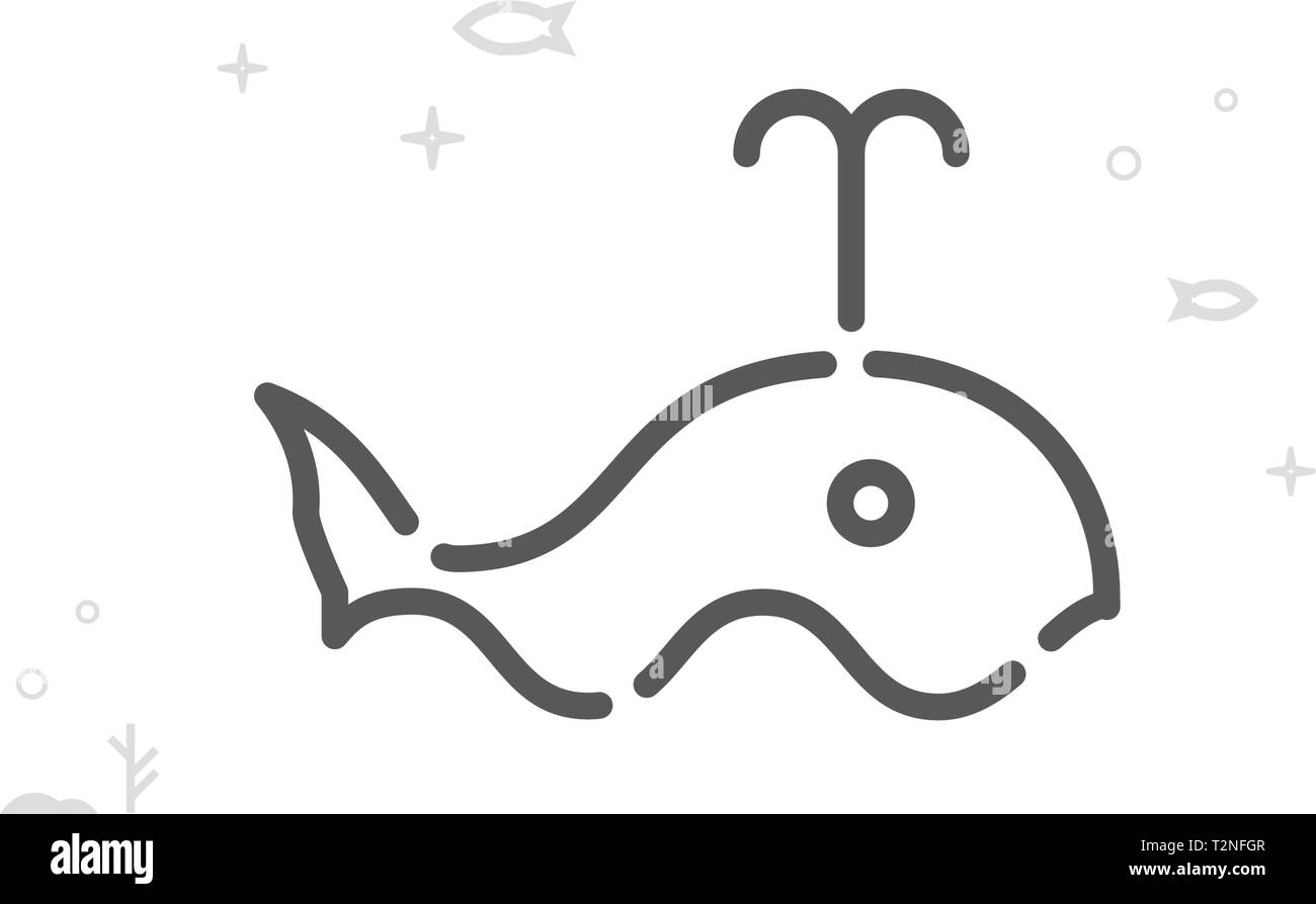 L'icône de la ligne du vecteur du rorqual bleu. La vie marine, symbole des créatures de la mer, le pictogramme, signe. Résumé Arrière-plan géométrique de la lumière. Avc. modifiable Illustration de Vecteur