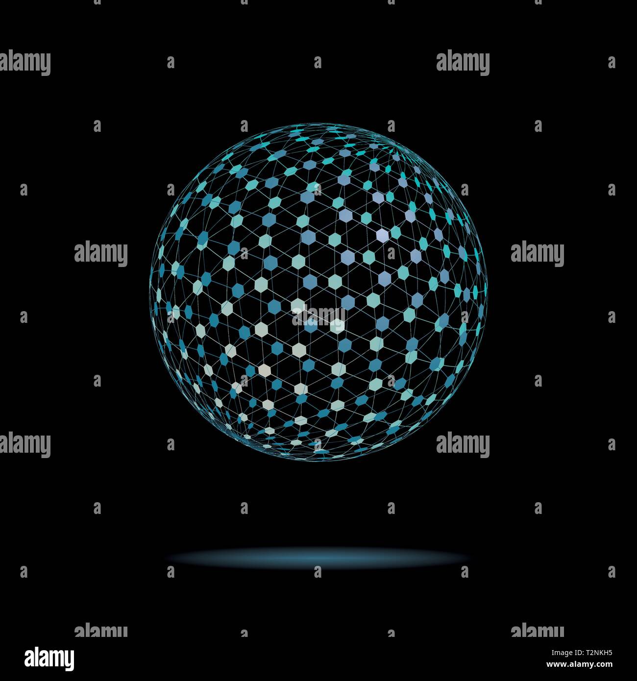 La lévitation abstrait sphère tesseract transparent sur fond noir vector illustration Illustration de Vecteur