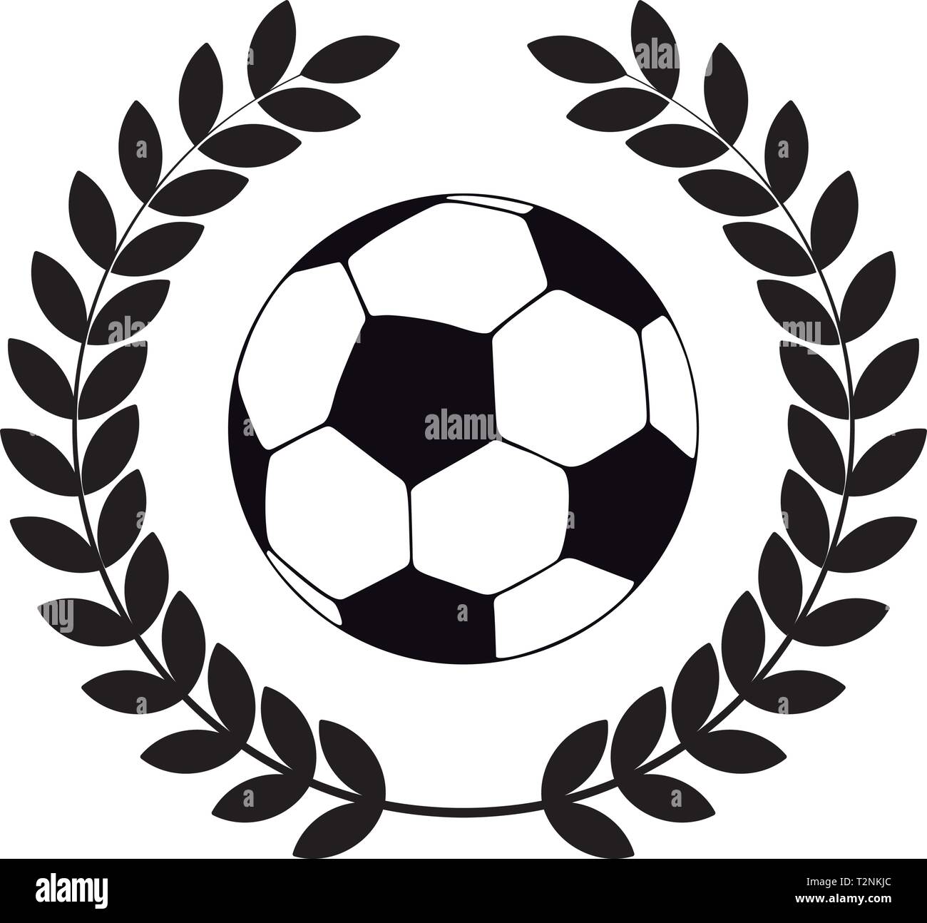 L'icône d'un ballon de football en couronne de laurier vector illustration Illustration de Vecteur