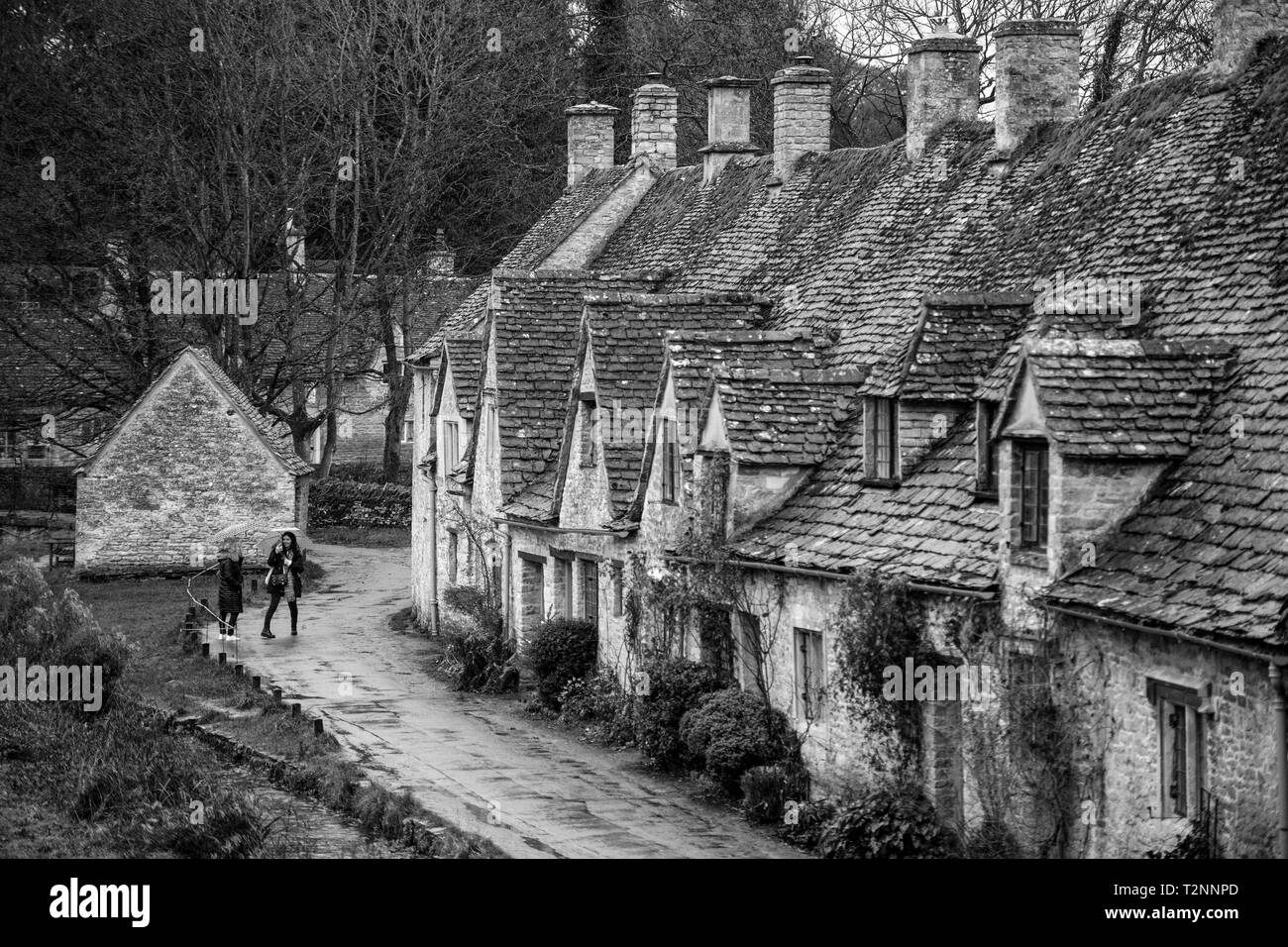 Cottages pittoresques à Arlington Row dans les Cotswolds village de Bilbury, UK. En décembre 2018. Banque D'Images