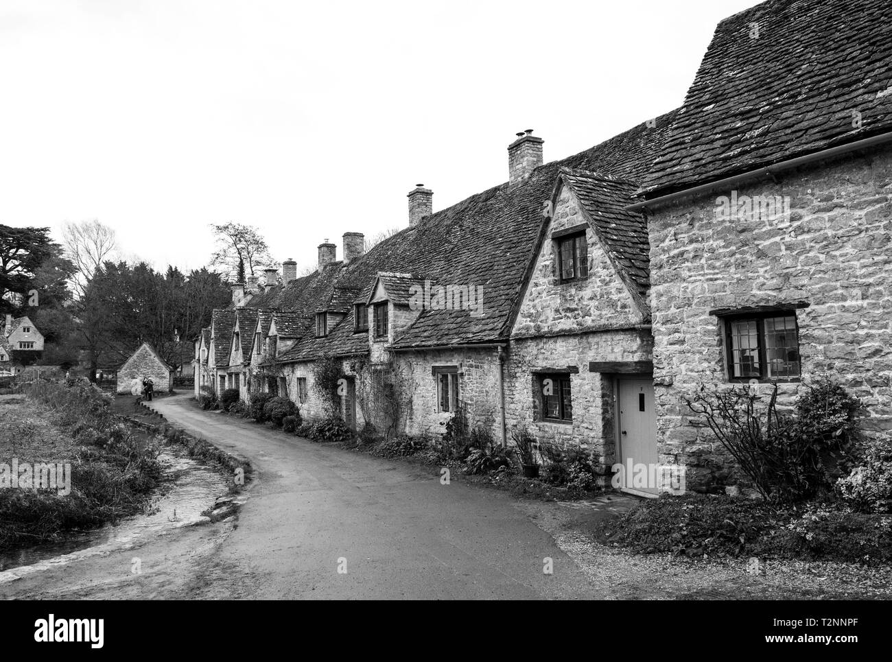 Cottages pittoresques à Arlington Row dans les Cotswolds village de Bilbury, UK. En décembre 2018. Banque D'Images