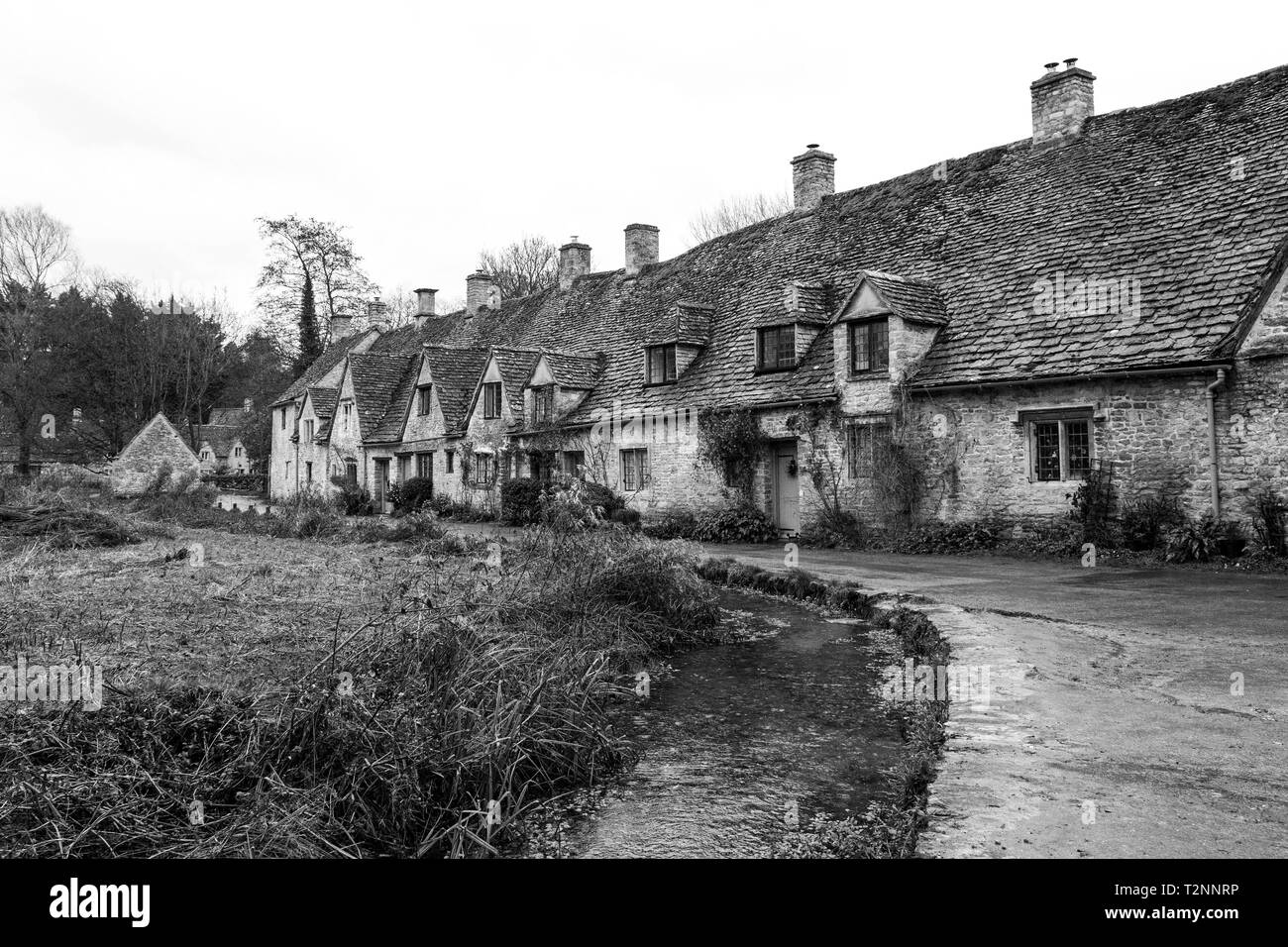 Cottages pittoresques à Arlington Row dans les Cotswolds village de Bilbury, UK. En décembre 2018. Banque D'Images
