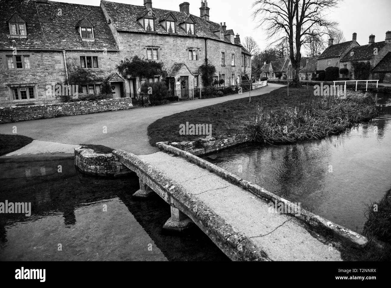 Cottages pittoresques à Arlington Row dans les Cotswolds village de Bilbury, UK. En décembre 2018. Banque D'Images
