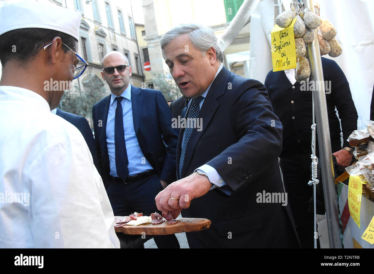 L'Italie, Cortona (Arezzo), 30 mars 2019 : Le Président du Parlement européen, Antonio Tajani, participe à "l'Girolio» d'Ital Banque D'Images