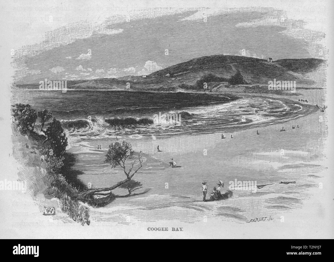 Coogee Bay. Sydney. L'Australie 1890 ancienne vintage print photo Banque D'Images