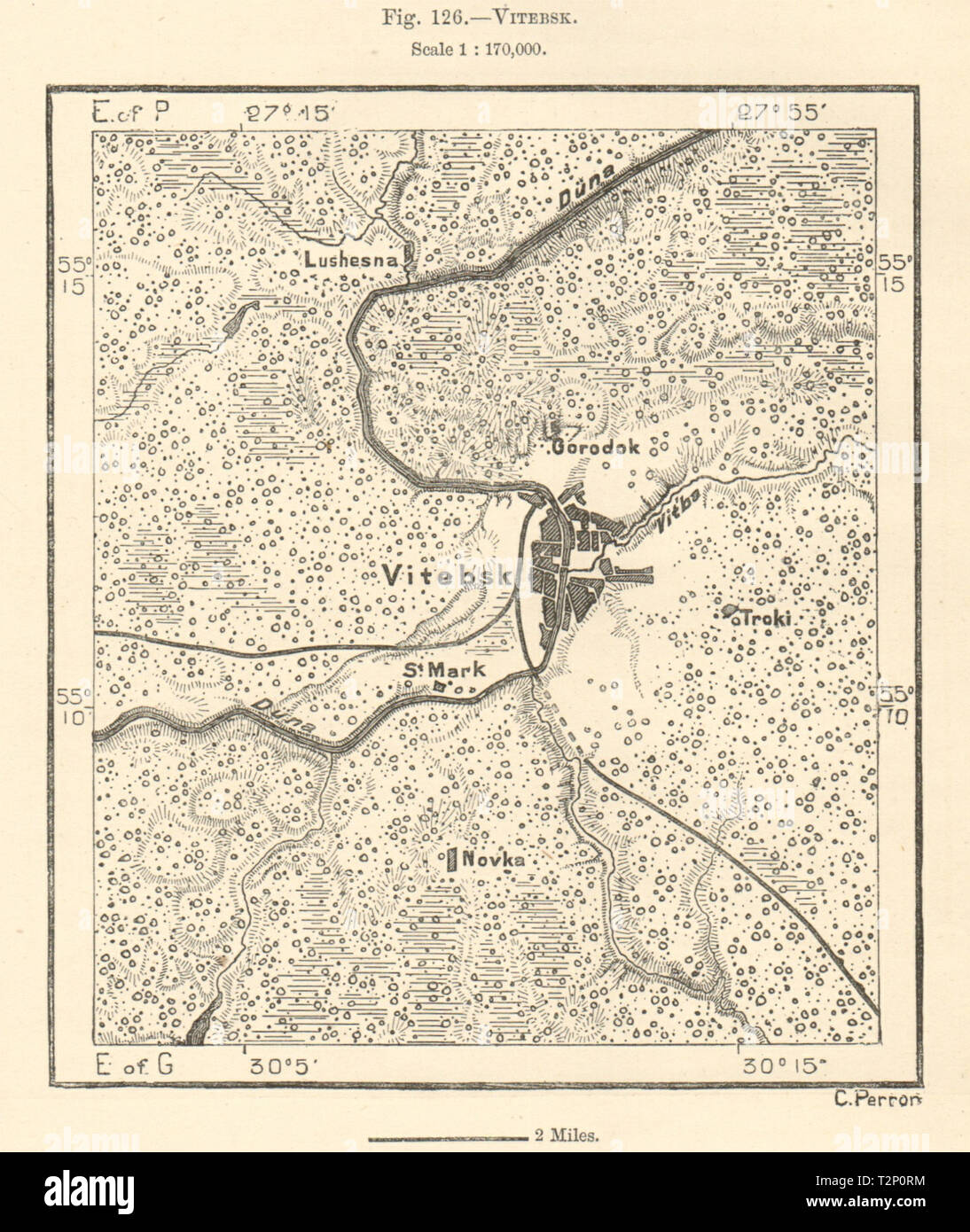 Vitebsk & environs. Le Bélarus. Croquis 1885 ancienne carte plan Banque D'Images