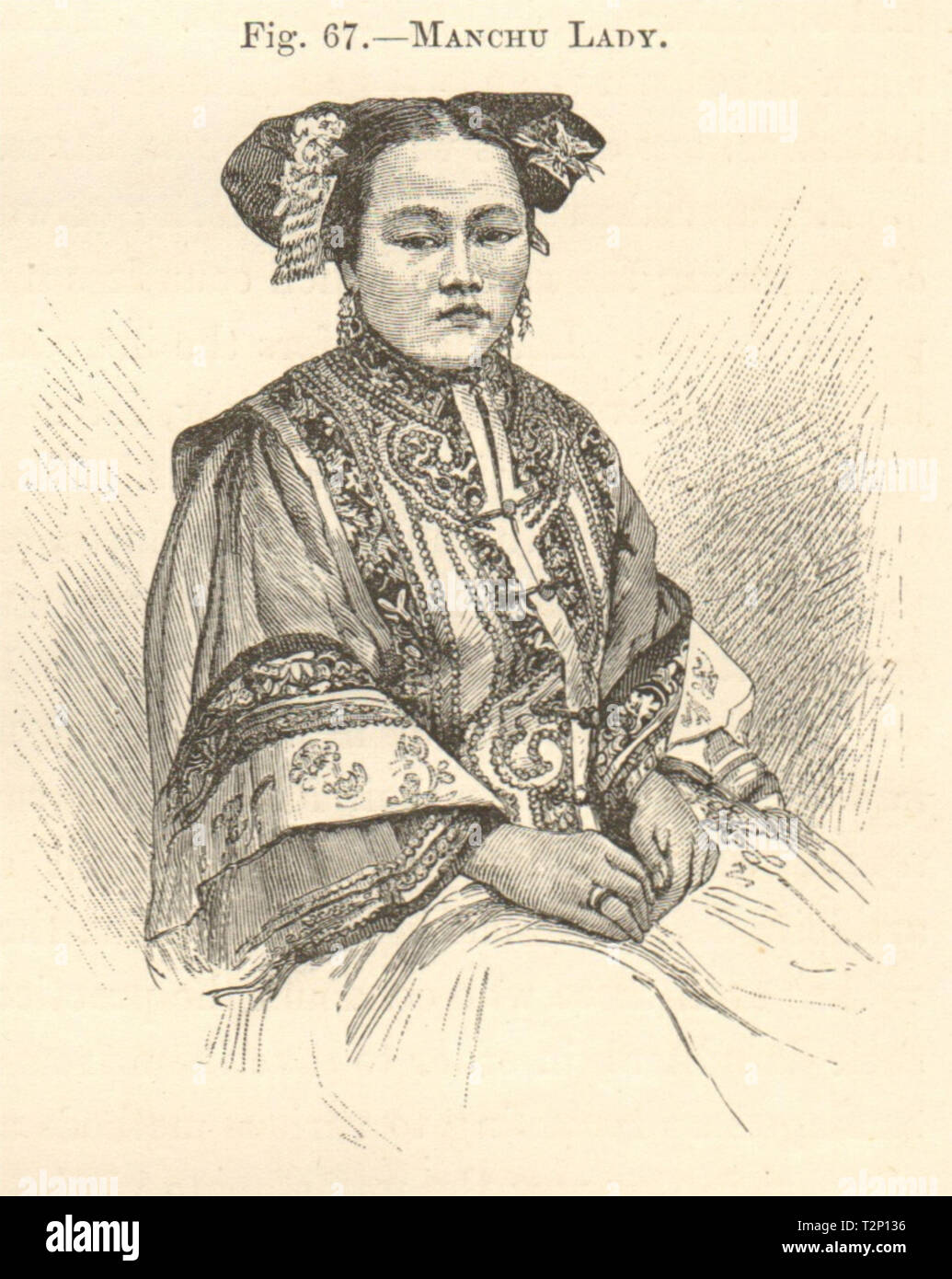 Dame mandchoue. Femme noble de la Mandchourie, la Chine. 1885 petits vieux ancien Banque D'Images