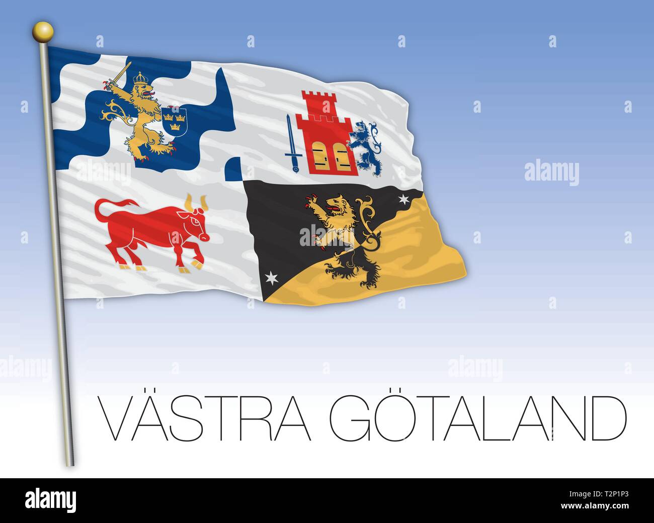 Vastra Sweden, Suède drapeau régional, vector illustration Illustration de Vecteur