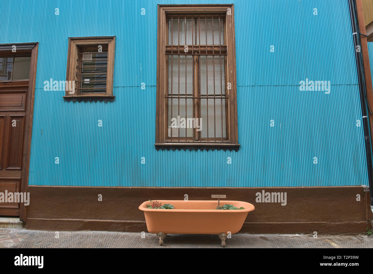 Architecture colorée à l'UNESCO World Heritage Valparaiso, Chili Banque D'Images Architecture colorée à l'UNESCO World Heritage Valparaiso, Chili Banque D'Images
