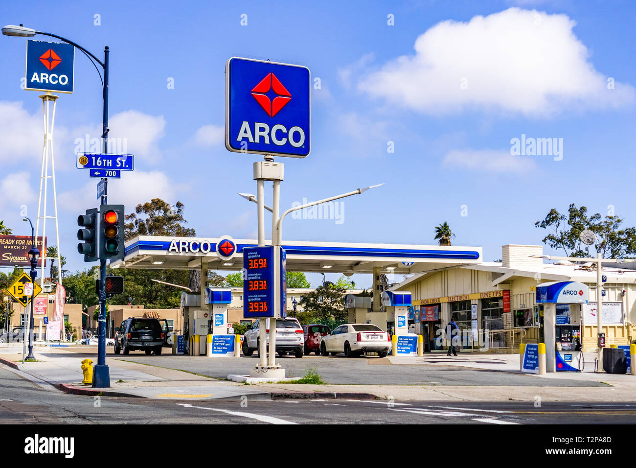 Le 19 mars 2019 San Diego / CA / USA - Arco gas station Banque D'Images