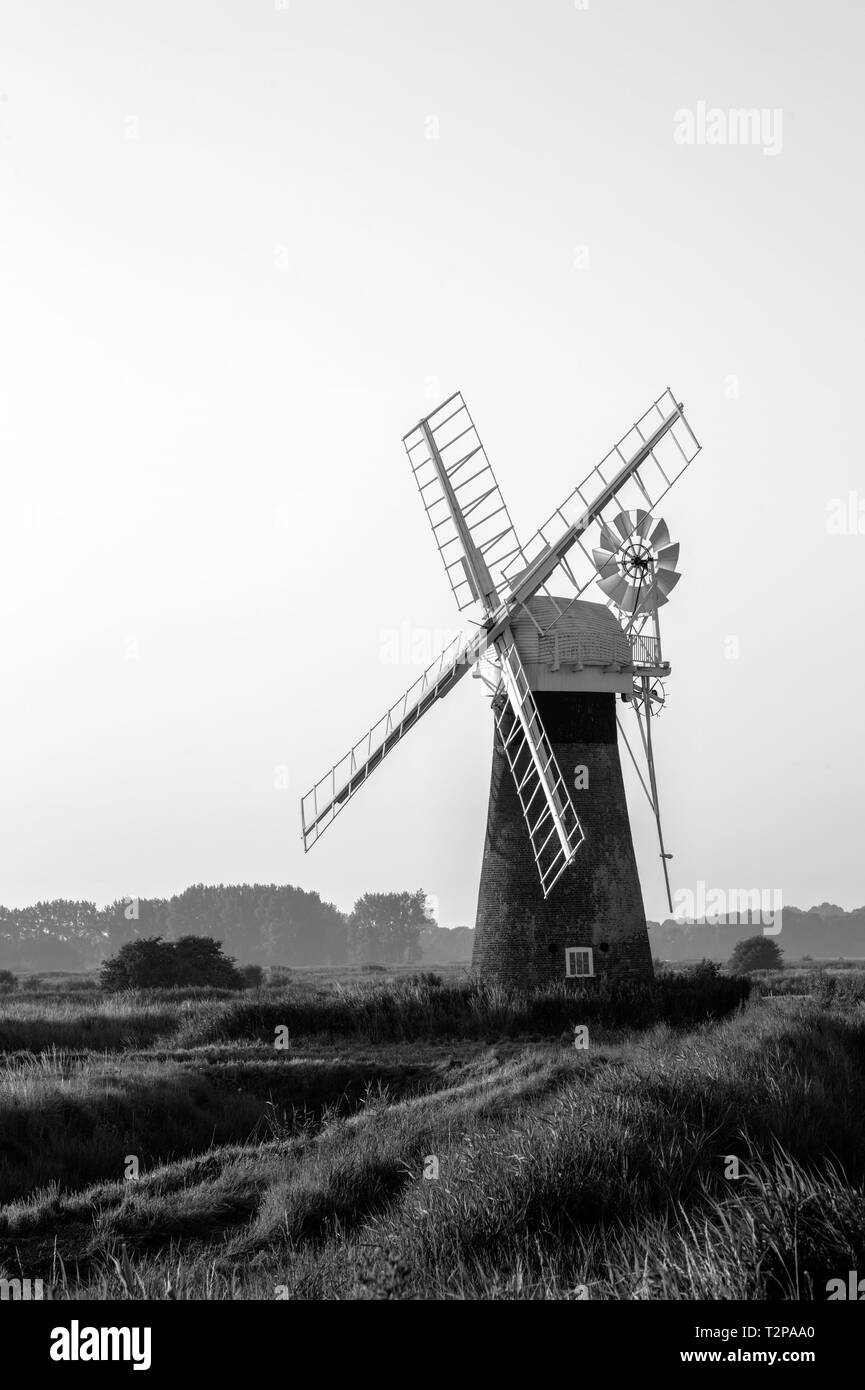 Thurne, Norfolk, UK, le 19 juillet 2016 - montrant Thurne Bazin sur le Norfolk Broadlands, qui a été construit à l'origine de la pompe à l'eau autour de la terre humide Banque D'Images