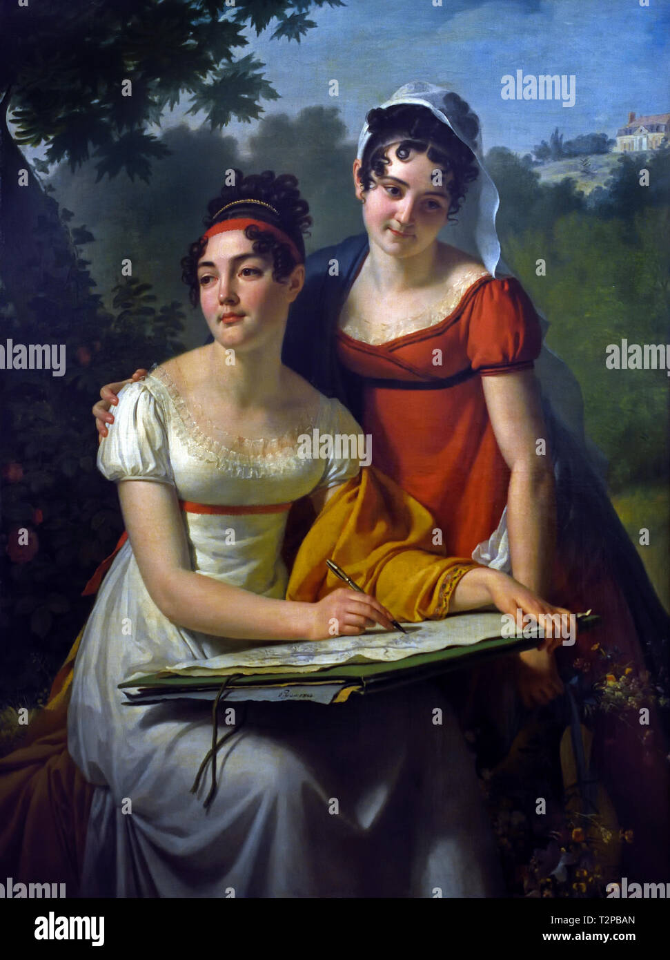Portrait de l'Duval Sœurs par Jacques Augustin PAJOU 1766-1828 France, en français, Banque D'Images