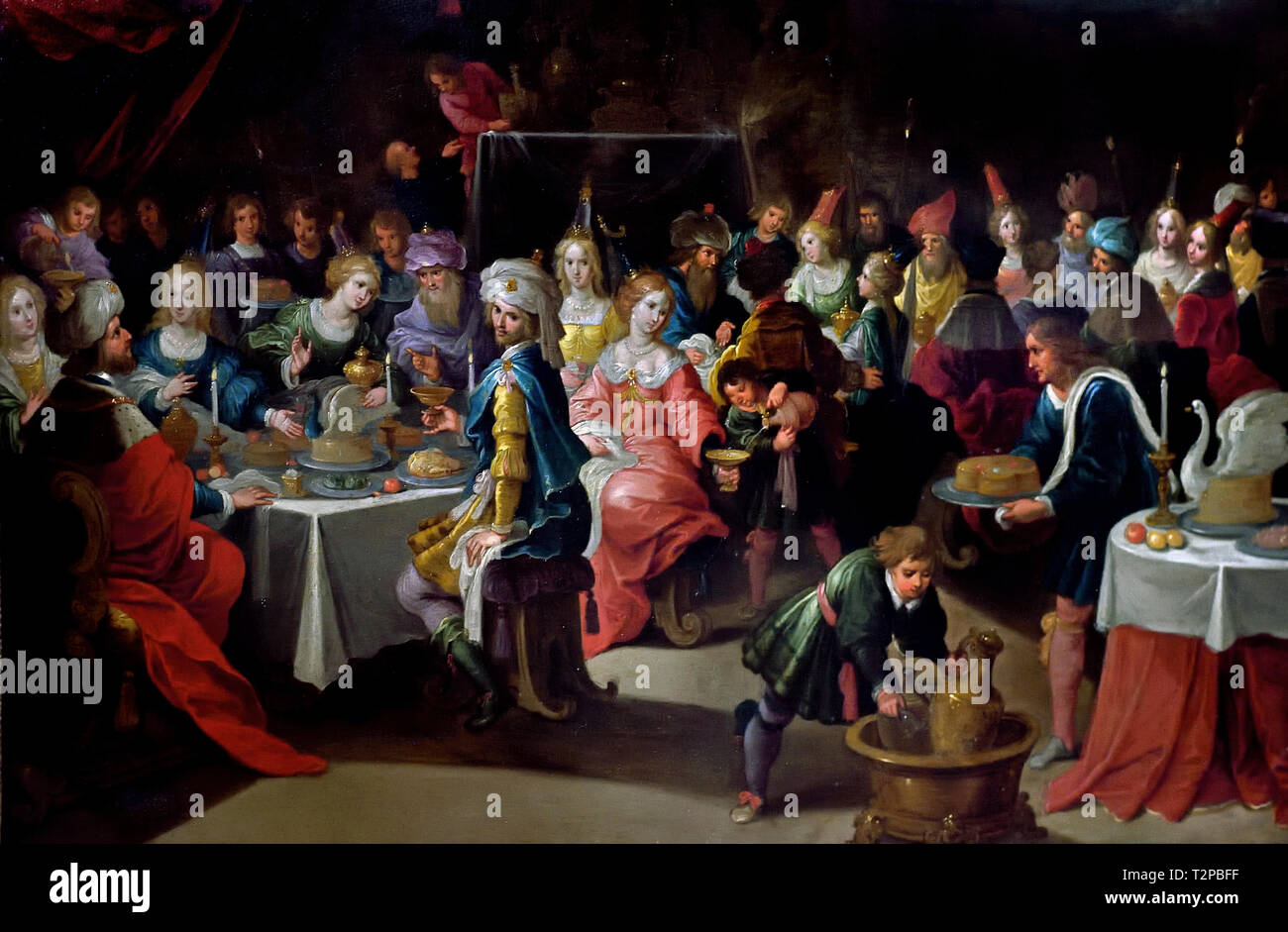 La fête de Belshazzar de Frans Francken le Jeune, 1581-1626, Belge, Belgique, Flamands,( Belschatsar détient une grande fête et des boissons dans les navires qui avaient été pillés dans la destruction du Premier Temple. ) Banque D'Images