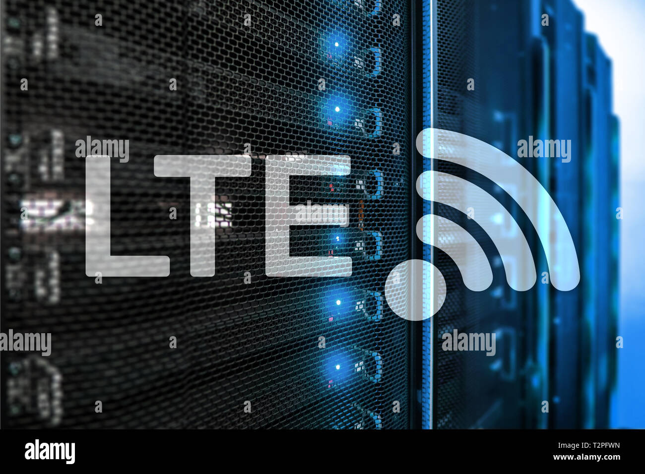 Internet d'affaires sans fil LTE, et de la Réalité Virtuelle Concept. La technologie de communication de l'information de fond sur un serveur Banque D'Images
