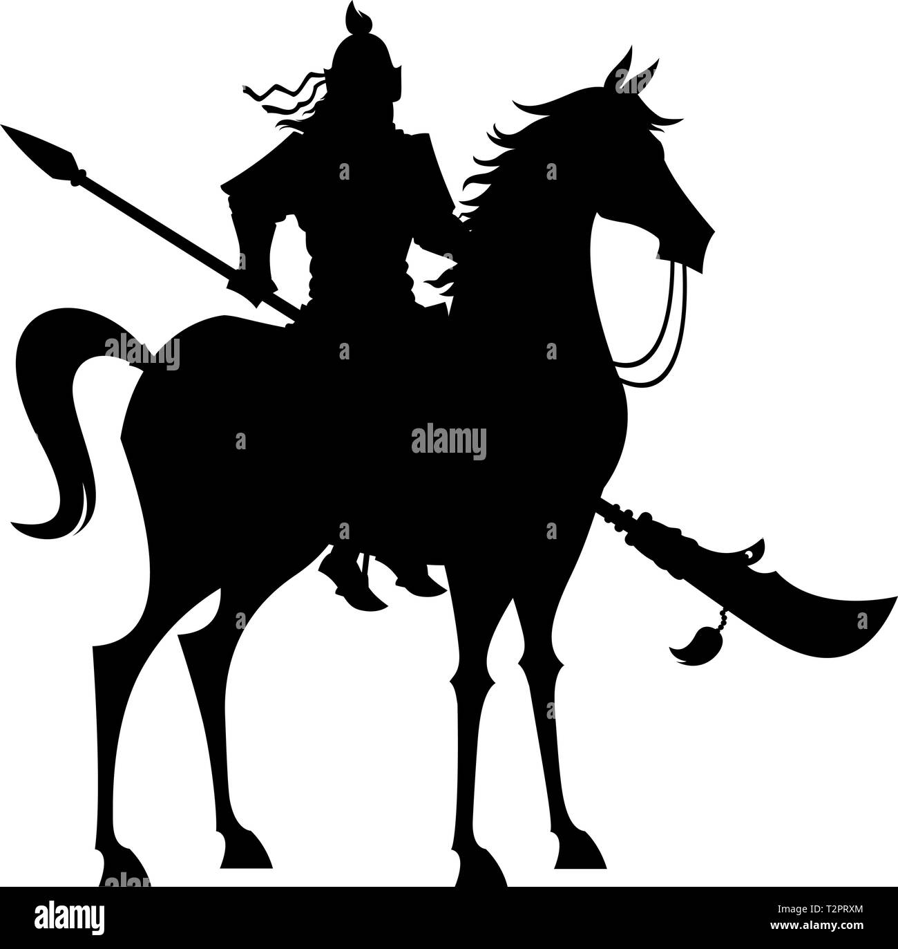 Illustration de dessin animé du légendaire général chinois Guan Yu sur fond blanc. Illustration de Vecteur