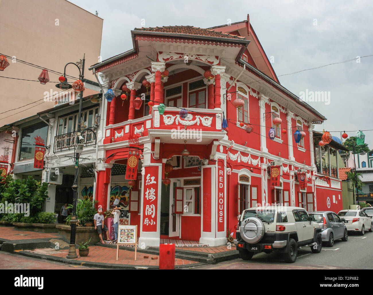 Red House Cafe, Chinatown, Johor Bahru, Malaisie Banque D'Images