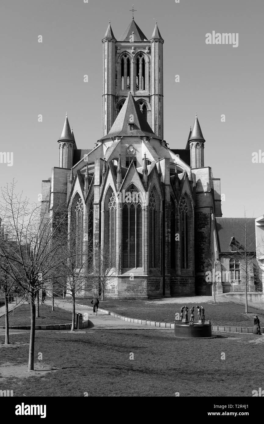 St Nicholas Church Gand Belgique vue arrière Banque D'Images