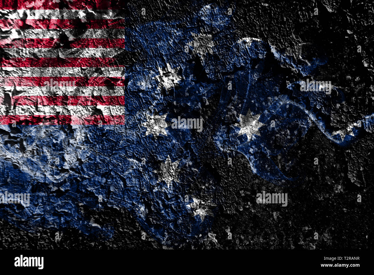 Smoky Easton, Pennsylvanie drapeau mystique sur l'ancien mur sale Banque D'Images