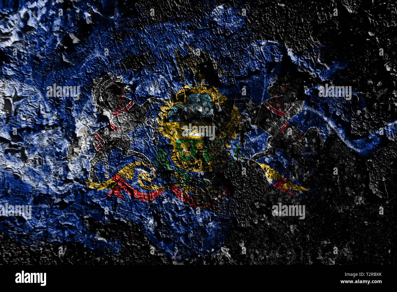 Virginia smoky drapeau mystique sur l'ancien mur sale Banque D'Images