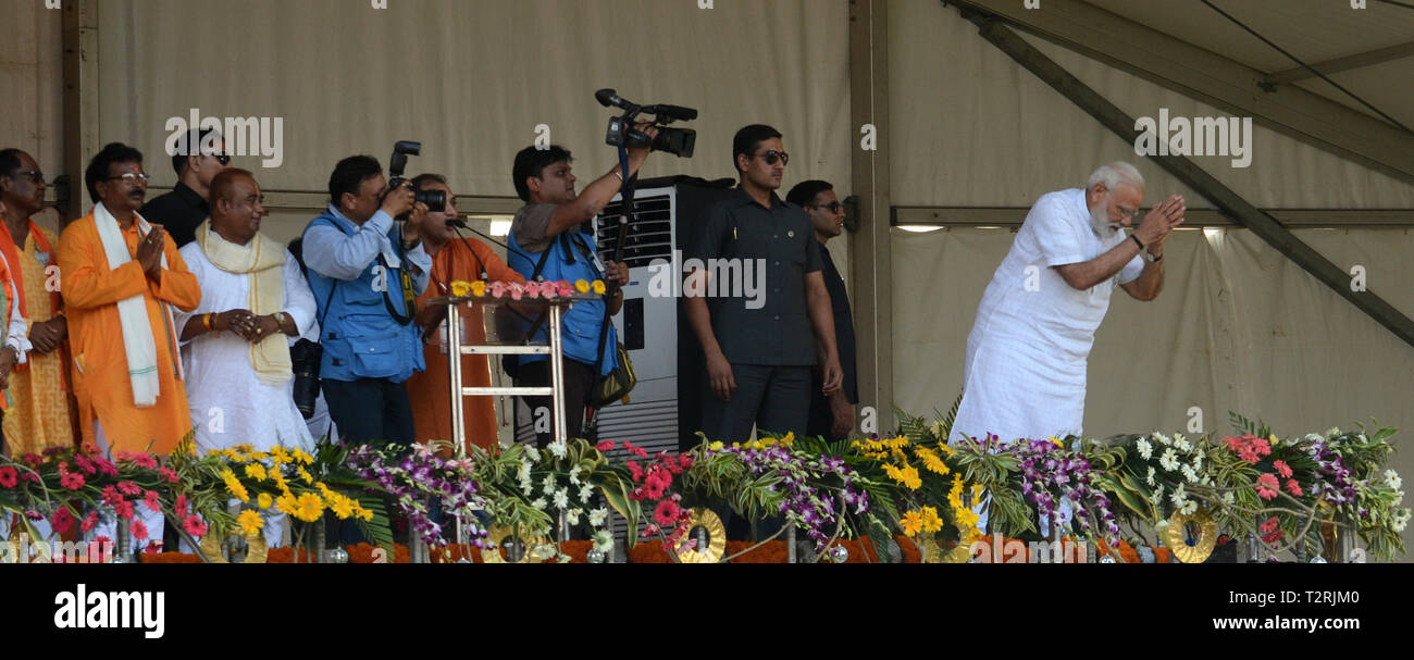 Kolkata, Inde. 06Th avr, 2019. Premier ministre Narendra Modi BJP adresse rassemblement à Calcutta de Parade de la Brigade. Credit : Sandip Saha/Pacific Press/Alamy Live News Banque D'Images