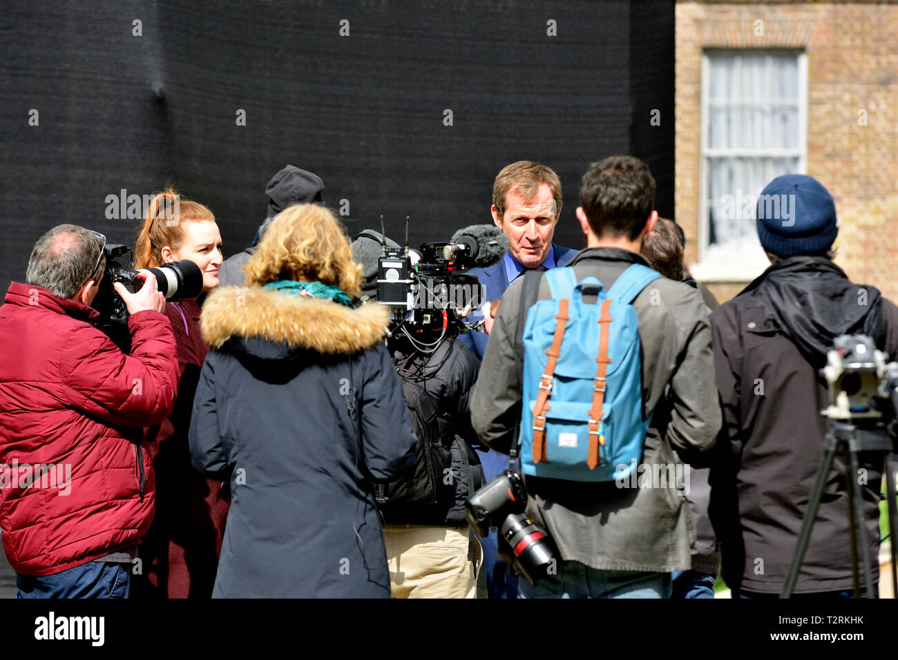 Alastair Campbell - journaliste, animateur, aide politique et auteur, ancien Secrétaire de presse de Downing Street pour Tony Blair. Ils étaient interviewés, Colle Banque D'Images