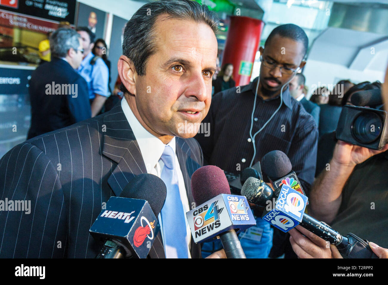 Miami Florida,Biscayne Boulevard,American Airlines Arena,LEED Green Building Certification,prix,cérémonie,conférence de presse,Maire Manny Diaz,Environmental Banque D'Images