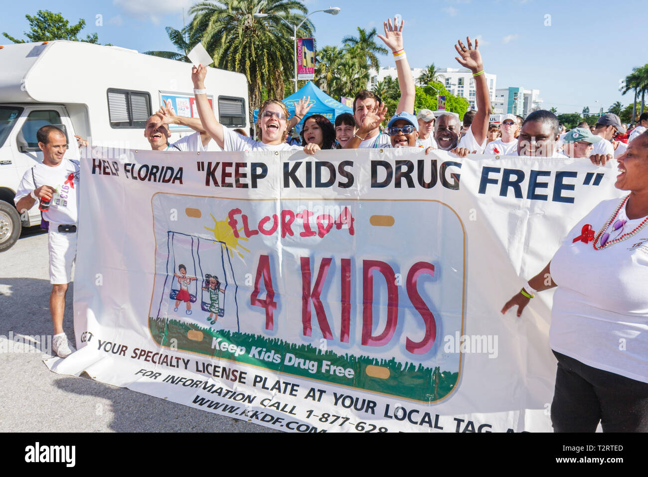 Miami Beach Florida,AIDS Walk Miami,Care Resource,run,HIV,Epidemic,Community Resource,Benefit,charité,collecteur de fonds,étudiants,bénévoles Banque D'Images