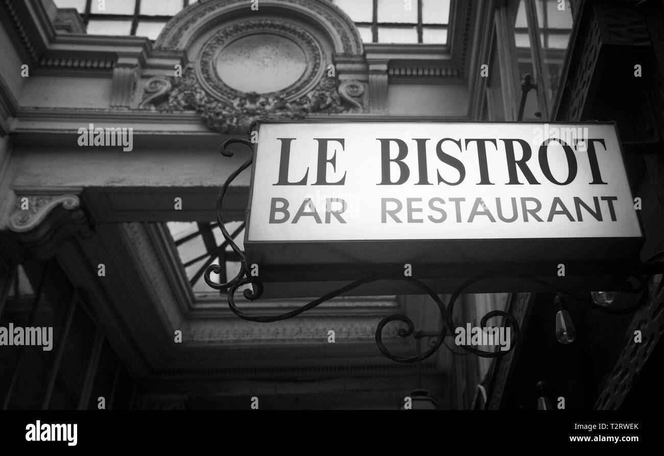 Inscrivez-Bistro rétro en noir et blanc Banque D'Images