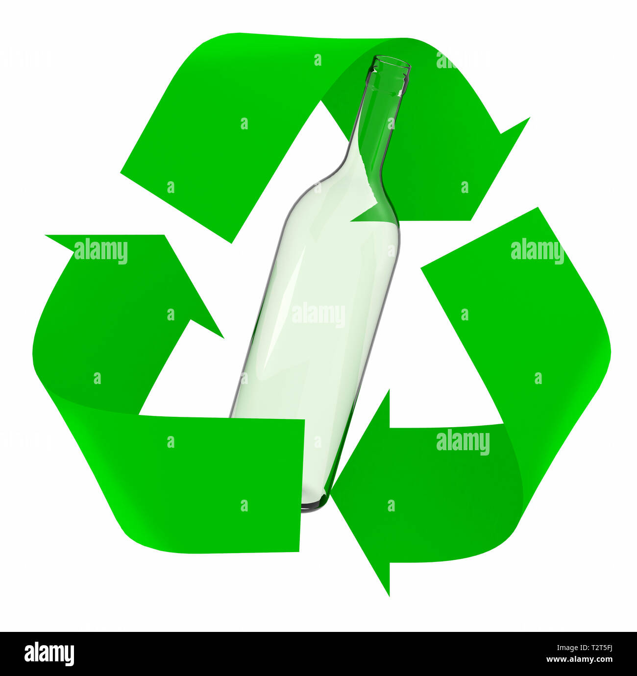 Symbole de recyclage vert bouteille en verre avec à l'intérieur, isolé 3d  illustration Photo Stock - Alamy