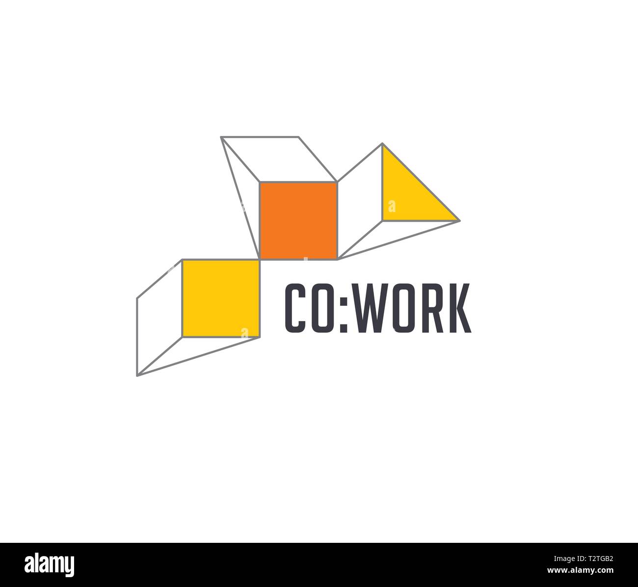 Espace de coworking, logo et l'icône de la zone de réseautage. Modèle de conception de scénario Illustration de Vecteur