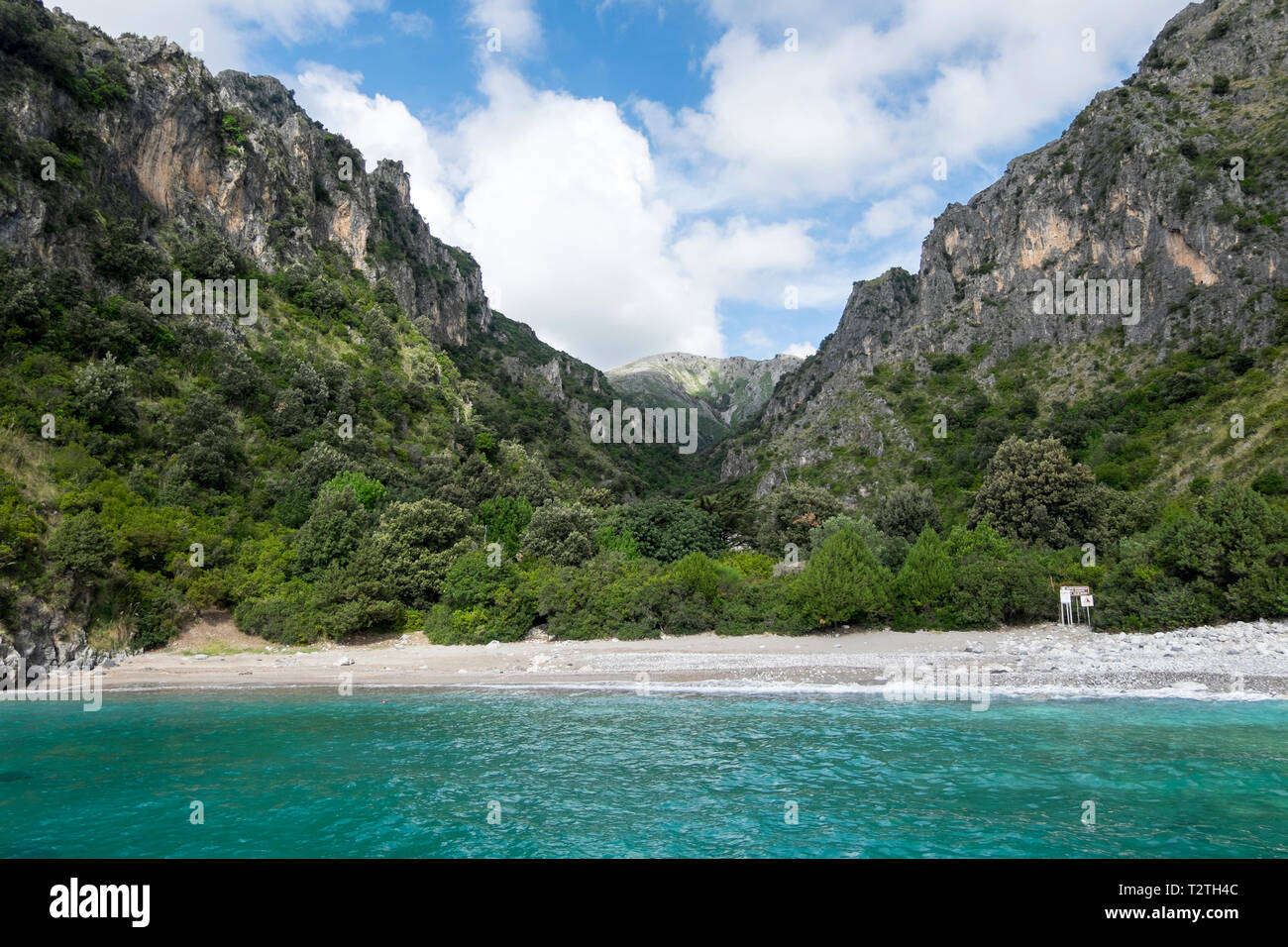 L'Italie, Campanie, Parc National du Cilento, et Masseta Infreschi Aire marine protégée, falaise, mer plage 45965 Banque D'Images