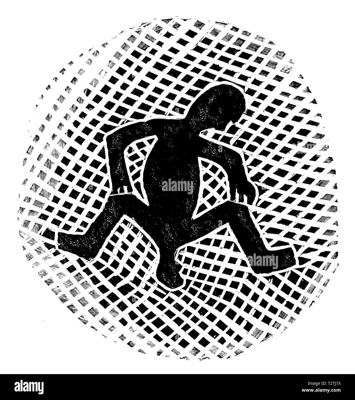 Femme africaine à partir de la Gold Coast, à la baisse tout en s'accroupissant. La gravure sur une calebasse dans la Royal Musée Ethnologique de Munich. Après une pause, 1897 Banque D'Images