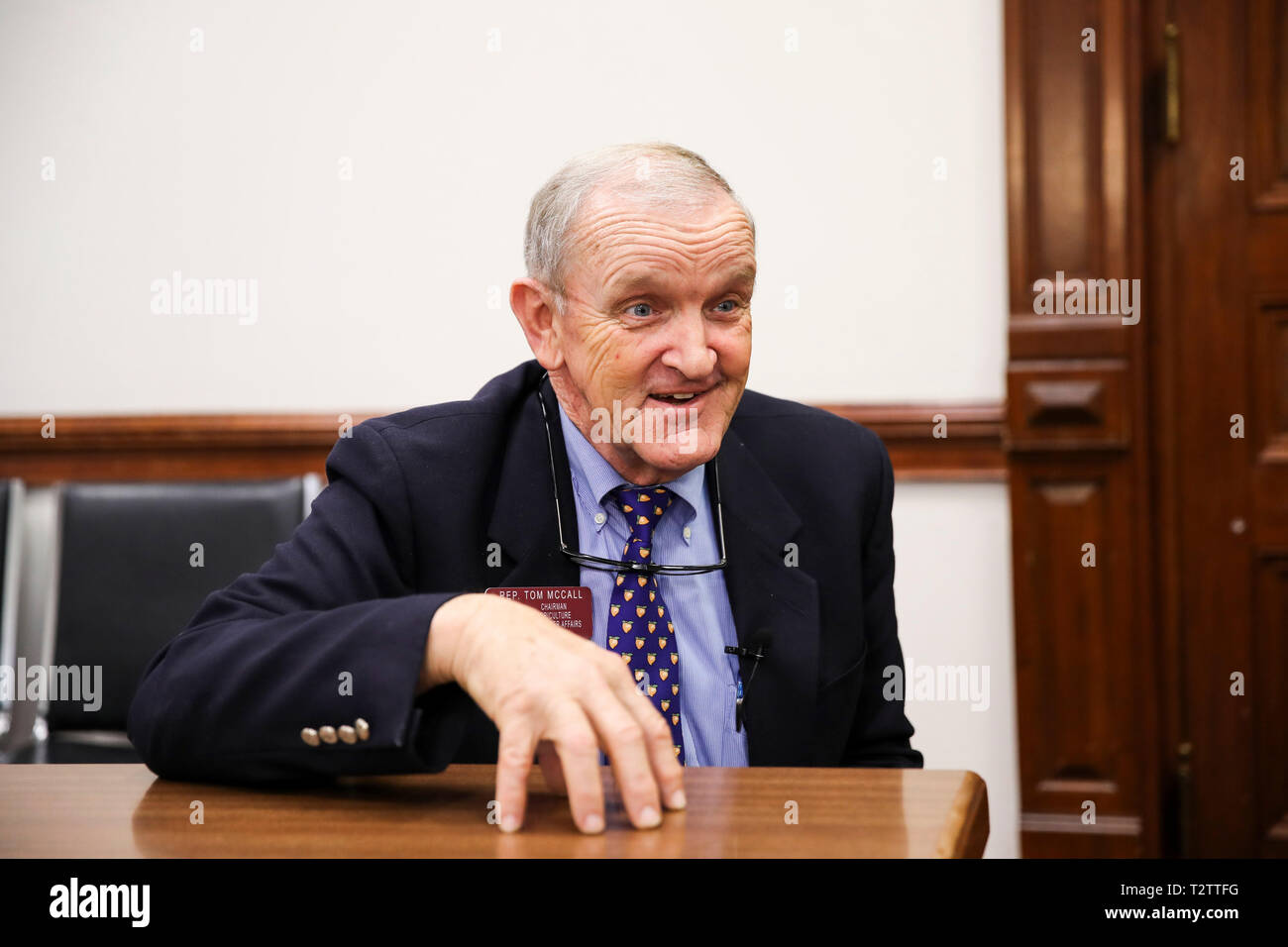 Atlanta, USA. Mar 28, 2019. Tom McCall, président du Comité de l'Agriculture et de la consommation, à la Chambre des représentants de l'État de Géorgie, prend la parole lors d'un entretien avec Xinhua dans la capitale de l'état d'Atlanta, aux États-Unis, le 28 mars 2019. Pour ALLER AVEC : Pour mettre fin à la tension du commerce profite à la fois aux Etats-Unis, en Chine : législateur de l'Etat Crédit : Wang Ying/Xinhua/Alamy Live News Banque D'Images