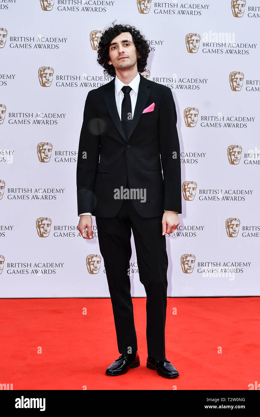 Londres, Royaume-Uni. 4 avril, 2019. Ben Esposito Arrivers à l'Académie britannique (BAFTA) Games Awards au Queen Elizabeth Hall, Southbank Centre le 4 mars 2019, Londres, Royaume-Uni. Credit Photo : Alamy/Capital Live News Banque D'Images