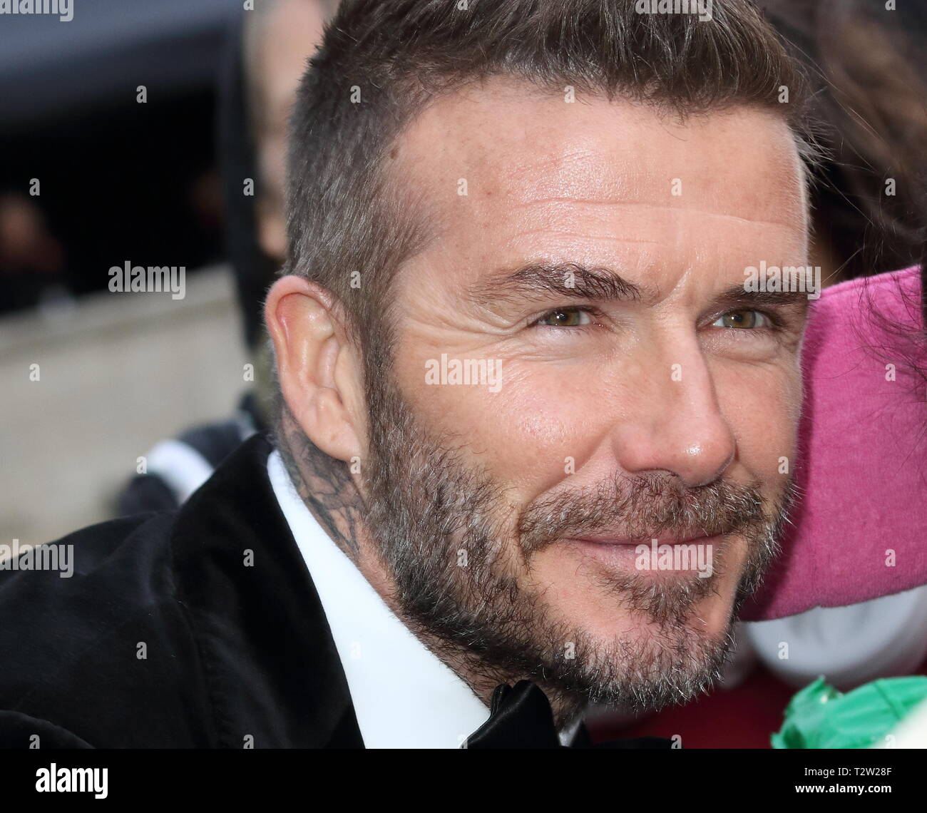 Londres, Royaume-Uni. Le 04 Avr, 2019. David Beckham arrivent pour la première mondiale de notre planète de Netflix au Natural History Museum, Kensington Crédit : SOPA/Alamy Images Limited Live News Banque D'Images