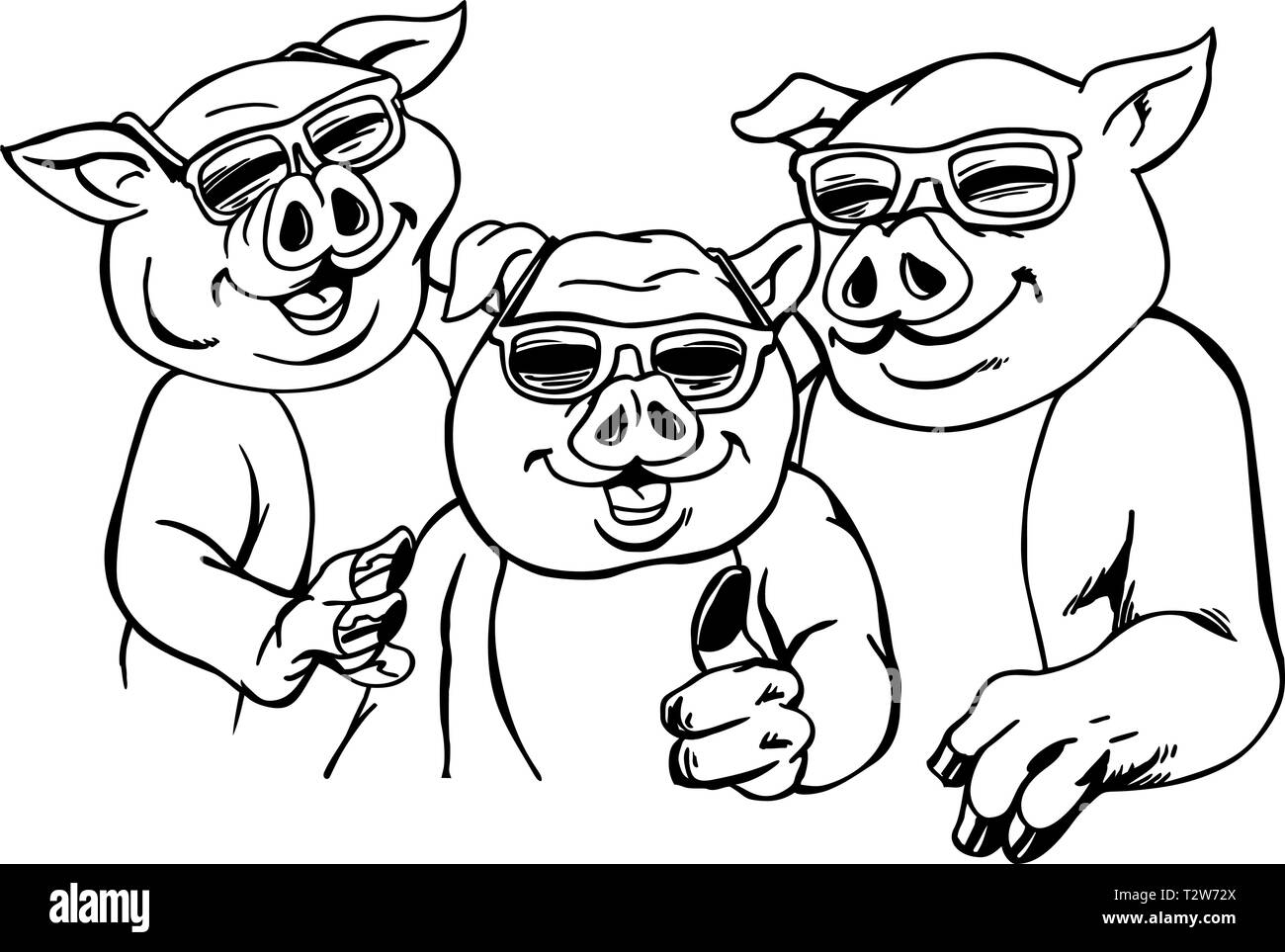 Les porcs Cool Cartoon Vector Illustration Illustration de Vecteur