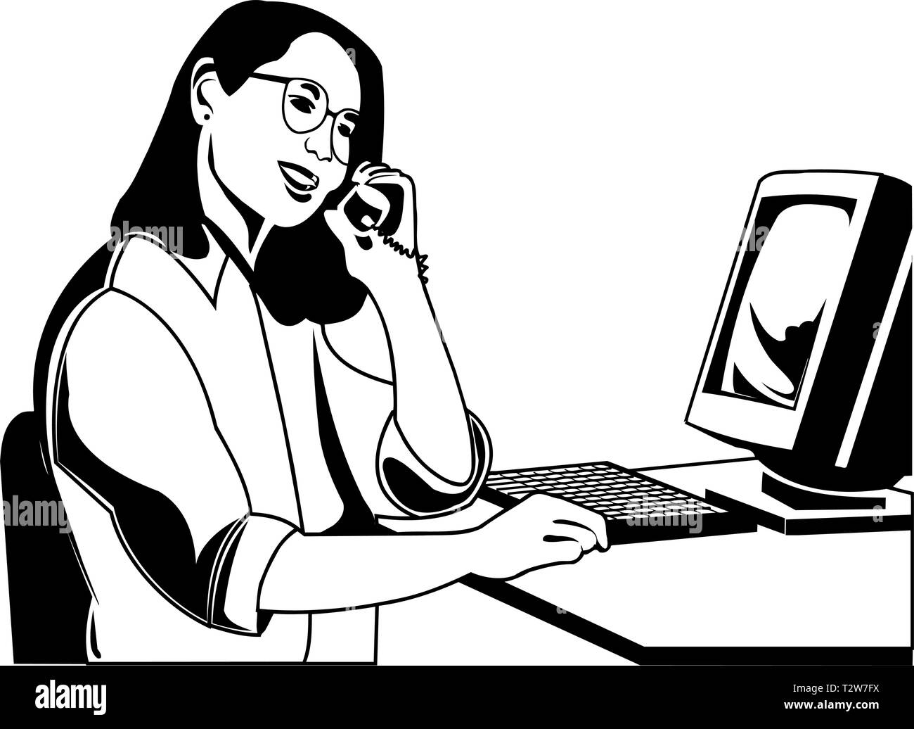 Woman on Phone Vector Illustration Illustration de Vecteur