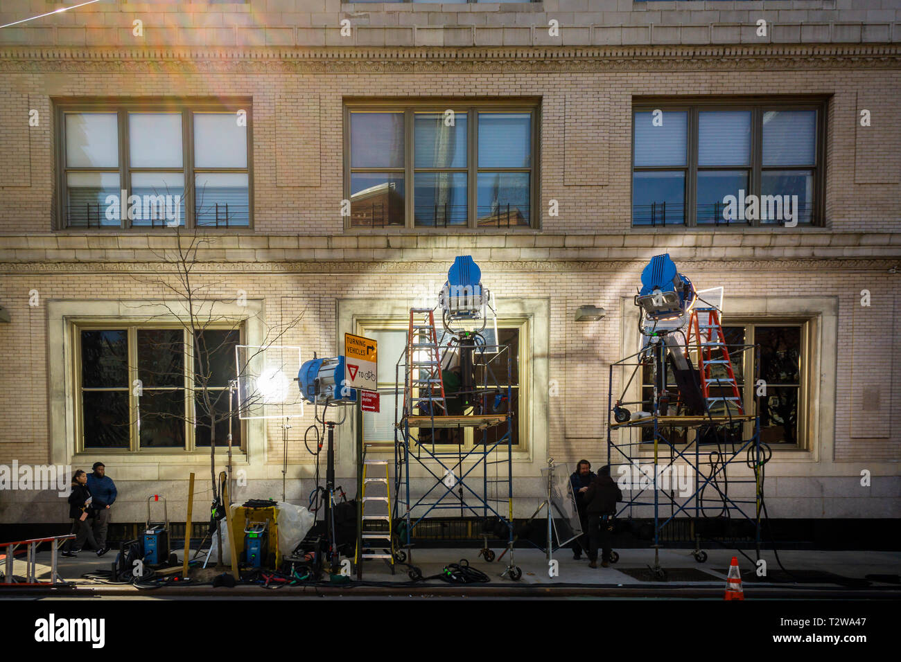 Une scène d'éclairage de l'intérieur de l'extérieur du bâtiment Heywood residence dans le quartier de Chelsea, New York le Mercredi, Avril 3, 2019. (Â© Richard B. Levine) Banque D'Images