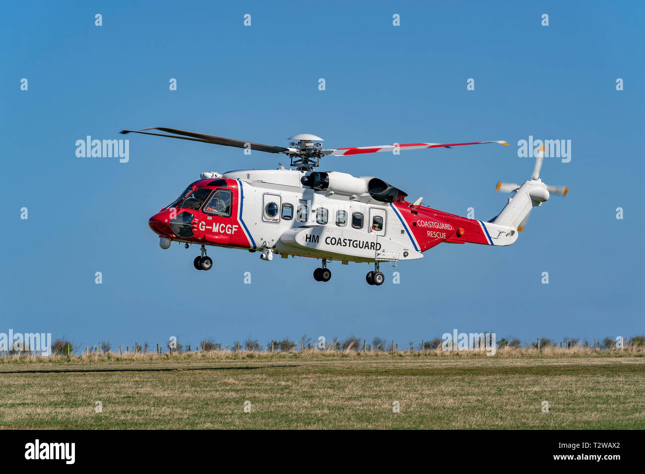 C'est un exercice d'entraînement de l'HMCG par rapport au nouveau personnel à l'Aérodrome de Boyndie, Aberdeenshire, Ecosse le samedi 30 mars 2019. Photographié b Banque D'Images