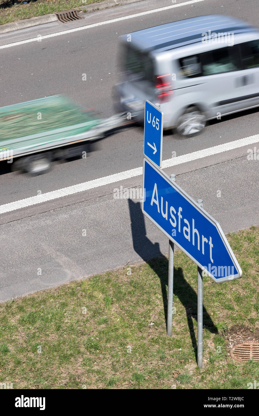 German road sign : sortie autoroute Banque D'Images