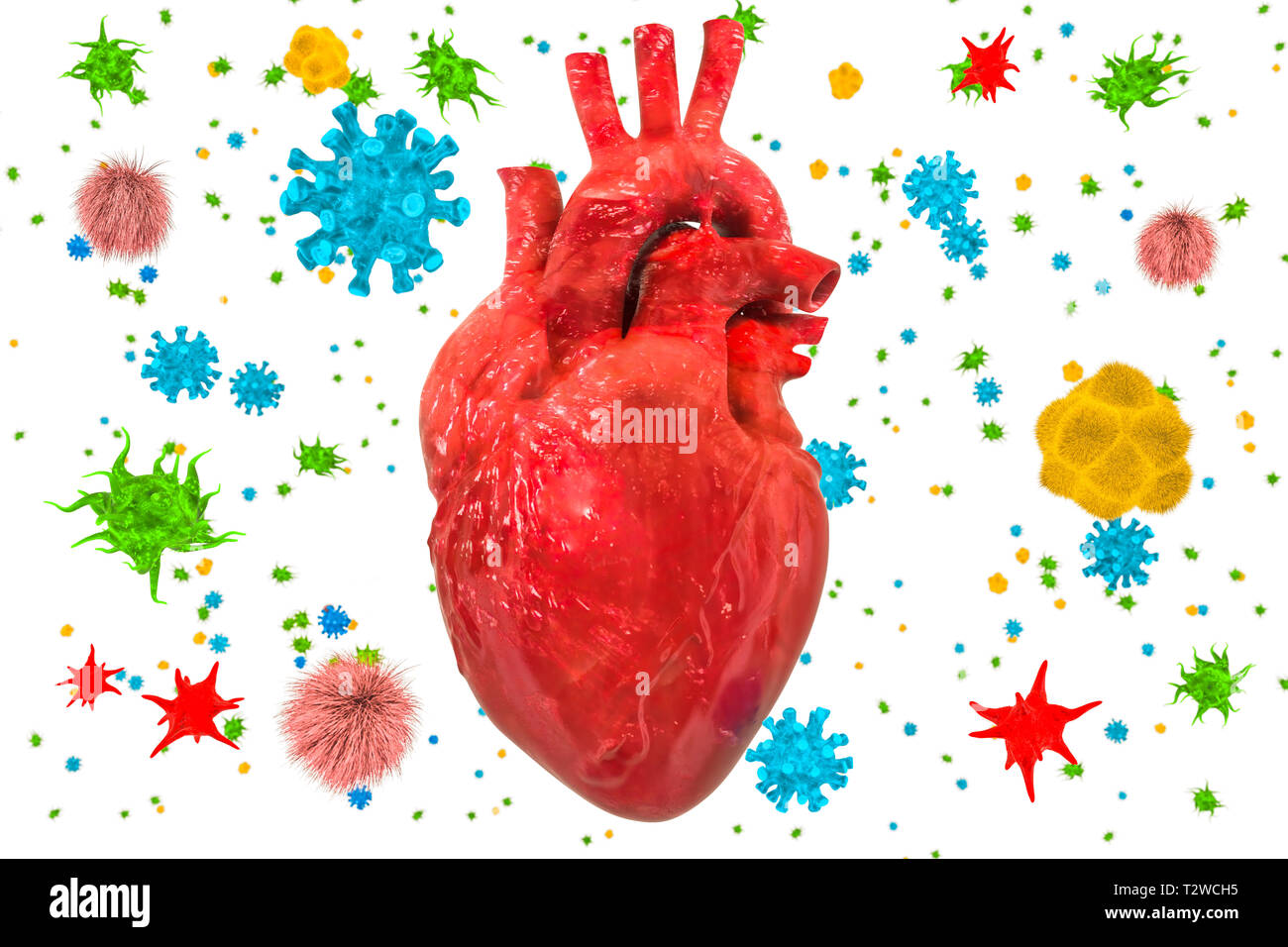 Les maladies du cœur, rendu 3D concept isolé sur fond blanc isolé sur fond blanc Banque D'Images