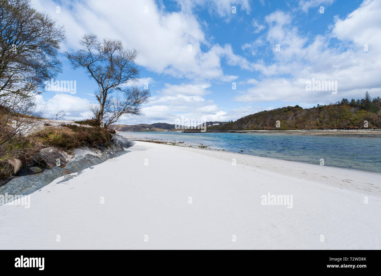 Le Silver Sands de Morar où la rivière Morar liens Loch Morar à la mer Banque D'Images