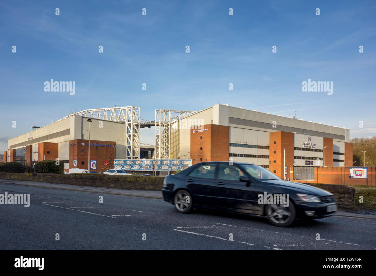 Blackburn Rovers football stadium, Ewood Park, Darwen Fin Stand, Blackburn, Lancashire, UK Banque D'Images