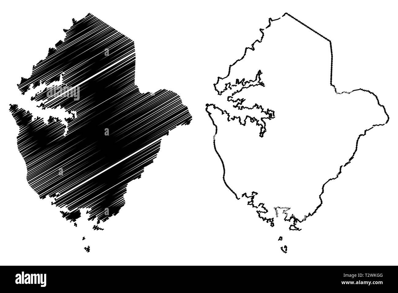 Région de l'Est (régions de l'Ouganda, République de l'Ouganda, les divisions administratives) map vector illustration, scribble sketch carte de l'Est Illustration de Vecteur