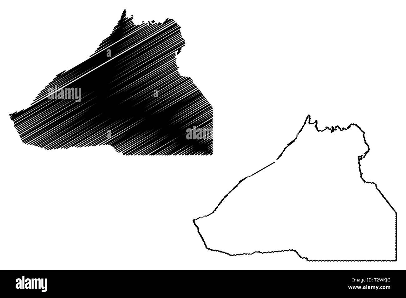 Guelmim-Oued Noun (région administrative divisions du royaume du Maroc, Maroc, Maroc) map vector illustration gribouillage, croquis Guelmi Illustration de Vecteur